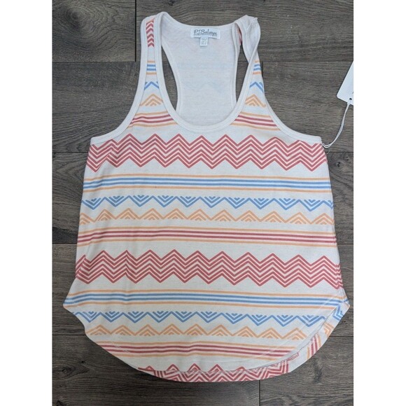 P.J. Salvage Women’s Lounge Pajama Set Geometric Stripe Tank & Shorts Ivory Sz S - Picture 2 of 6